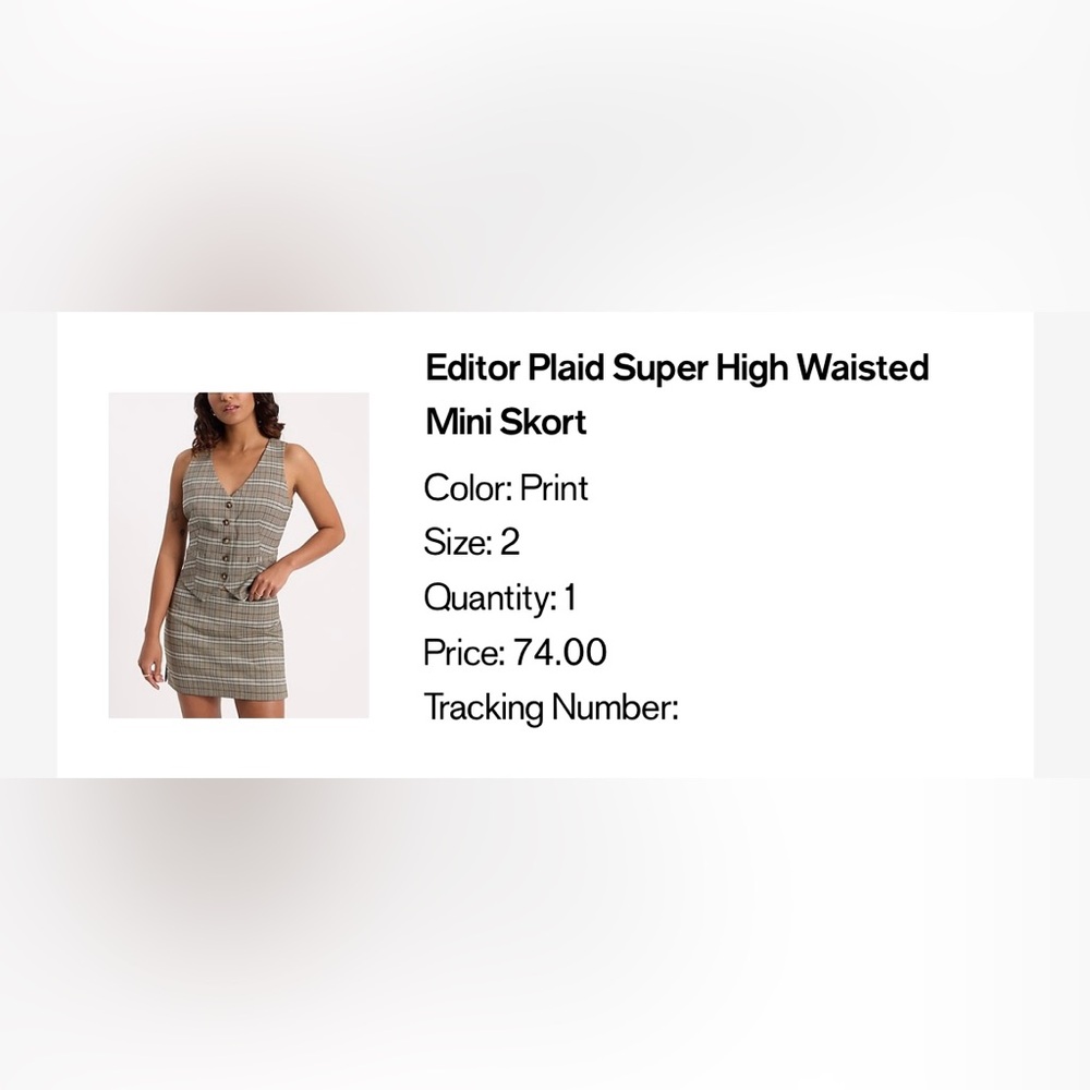 Plaid Super High-Waisted Mini Skort+Vest set